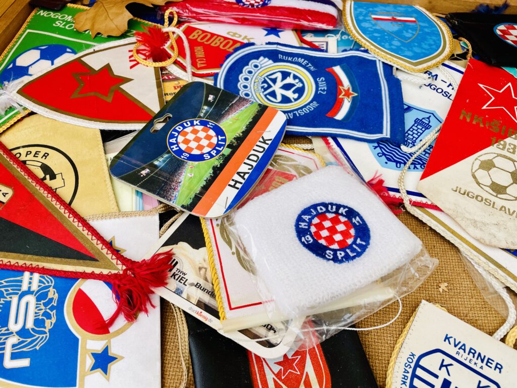 Vintage Yugoslav stickers and sports memorabilia at Ljubljana's Sunday flea market